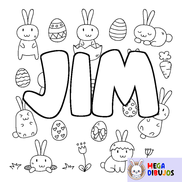 Coloraci&oacute;n del nombre JIM - decorado Pascua