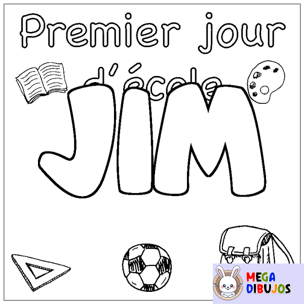 Coloraci&oacute;n del nombre JIM - decorado primer d&iacute;a de escuela