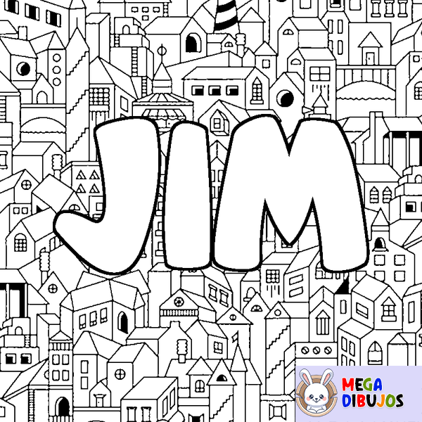 Coloraci&oacute;n del nombre JIM - decorado ciudad