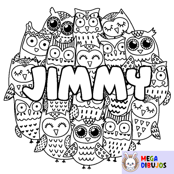 Coloraci&oacute;n del nombre JIMMY - decorado b&uacute;hos