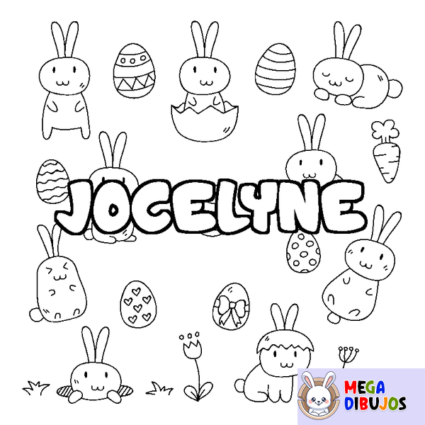 Coloraci&oacute;n del nombre JOCELYNE - decorado Pascua