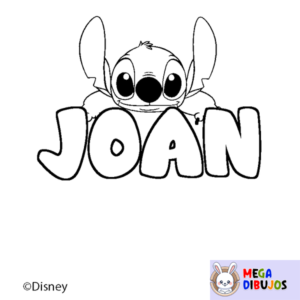 Coloraci&oacute;n del nombre JOAN - decorado Stitch