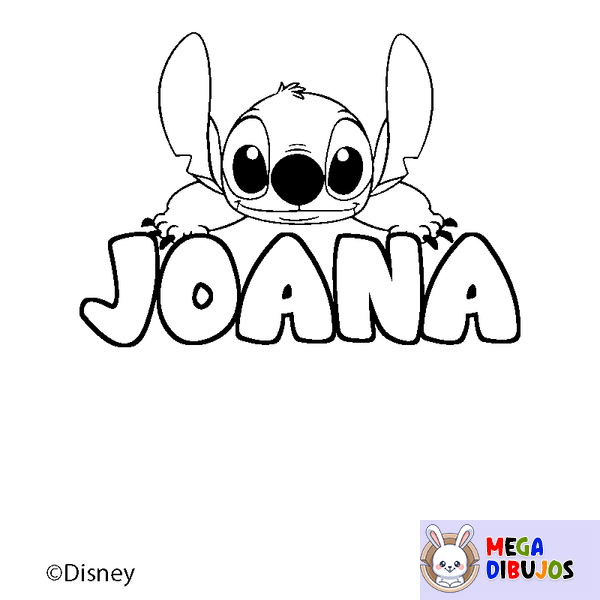 Coloraci&oacute;n del nombre JOANA - decorado Stitch