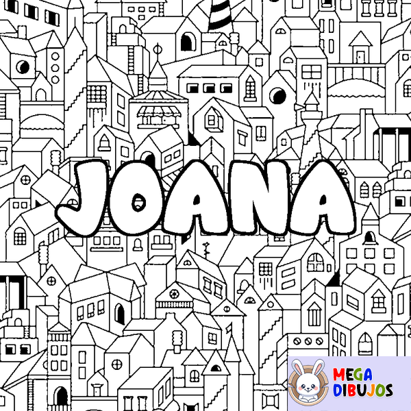 Coloraci&oacute;n del nombre JOANA - decorado ciudad