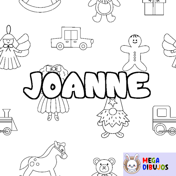 Coloraci&oacute;n del nombre JOANNE - decorado juguetes