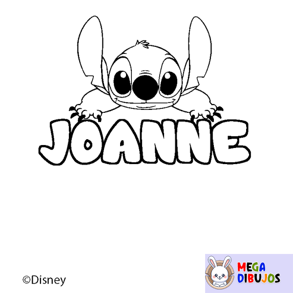 Coloraci&oacute;n del nombre JOANNE - decorado Stitch