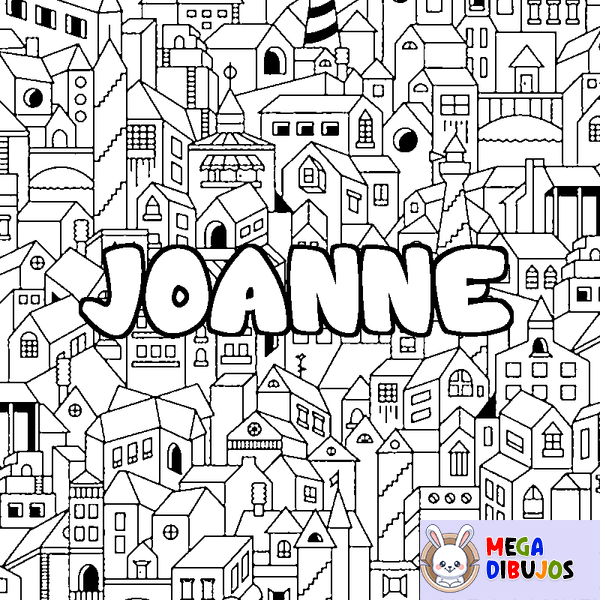 Coloraci&oacute;n del nombre JOANNE - decorado ciudad