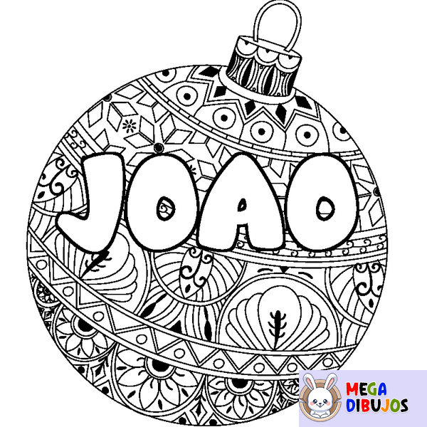 Coloraci&oacute;n del nombre JOAO - decorado bola de Navidad