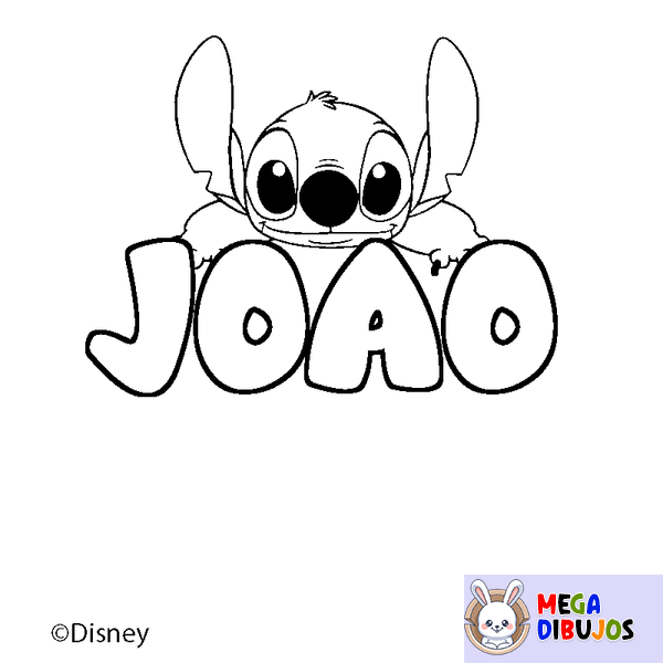 Coloraci&oacute;n del nombre JOAO - decorado Stitch