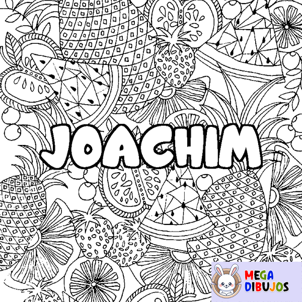 Coloraci&oacute;n del nombre JOACHIM - decorado mandala de frutas