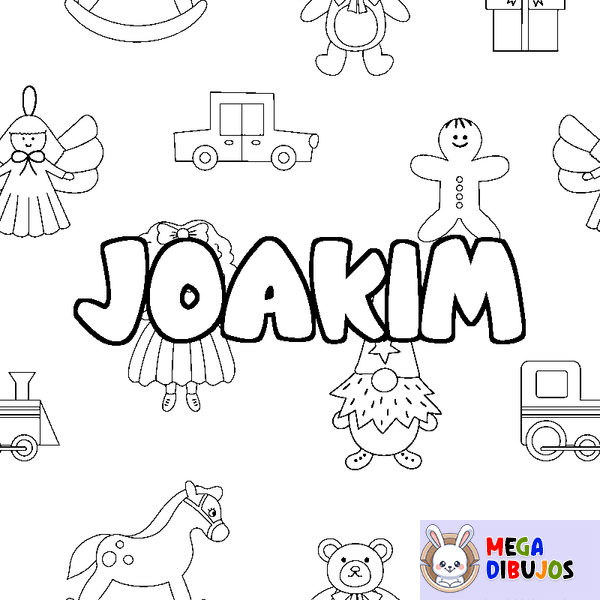 Coloraci&oacute;n del nombre JOAKIM - decorado juguetes