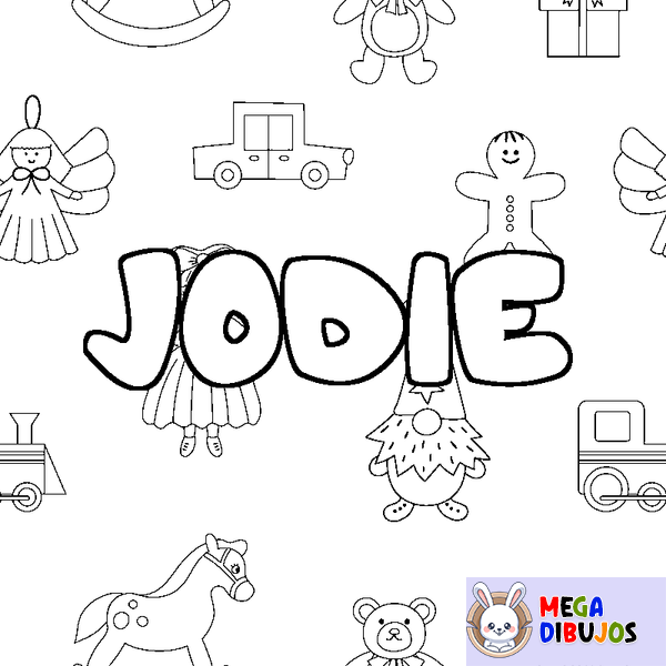 Coloraci&oacute;n del nombre JODIE - decorado juguetes