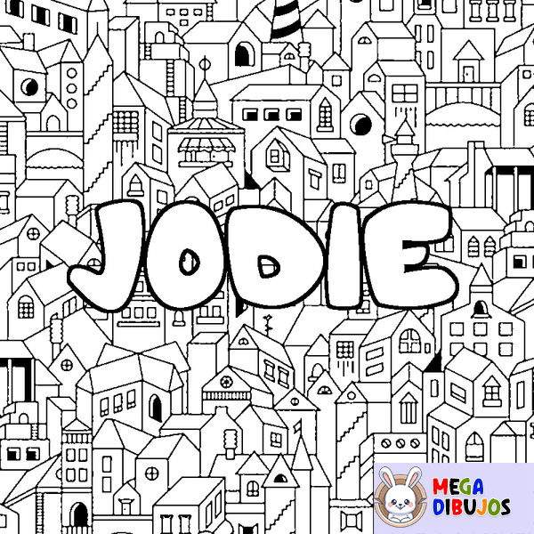 Coloraci&oacute;n del nombre JODIE - decorado ciudad