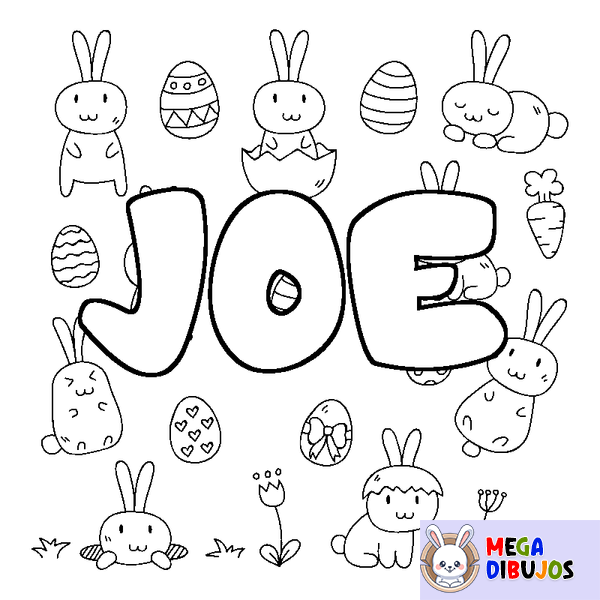 Coloraci&oacute;n del nombre JOE - decorado Pascua