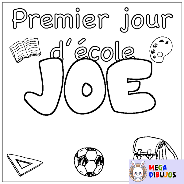 Coloraci&oacute;n del nombre JOE - decorado primer d&iacute;a de escuela