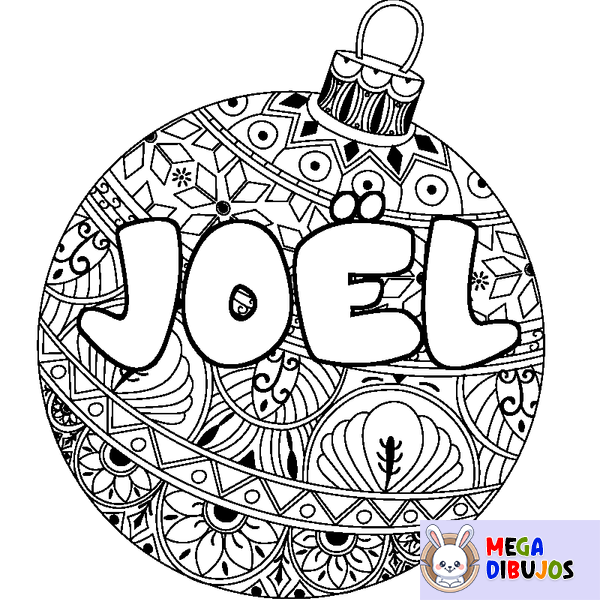 Coloraci&oacute;n del nombre JO&Euml;L - decorado bola de Navidad