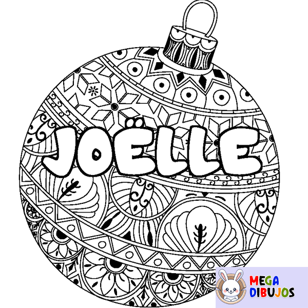 Coloraci&oacute;n del nombre JO&Euml;LLE - decorado bola de Navidad