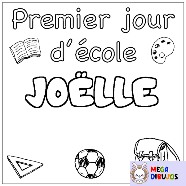 Coloraci&oacute;n del nombre JO&Euml;LLE - decorado primer d&iacute;a de escuela