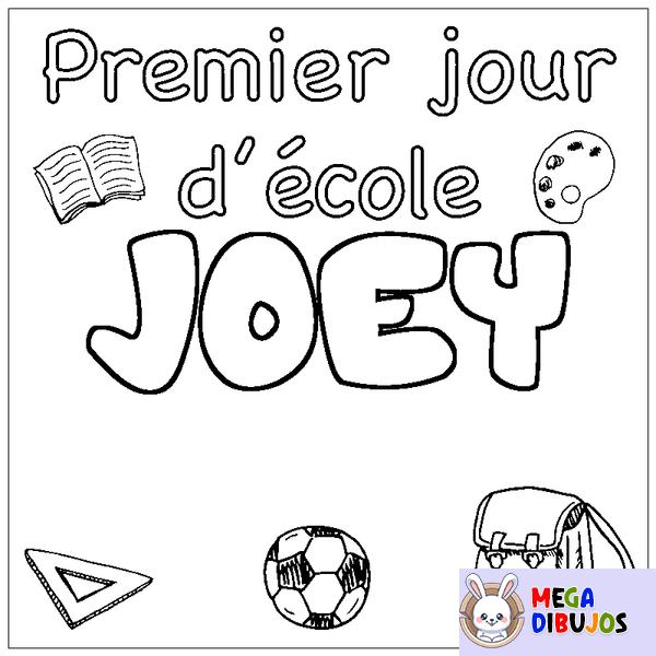 Coloraci&oacute;n del nombre JOEY - decorado primer d&iacute;a de escuela