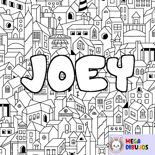 Coloraci&oacute;n del nombre JOEY - decorado ciudad