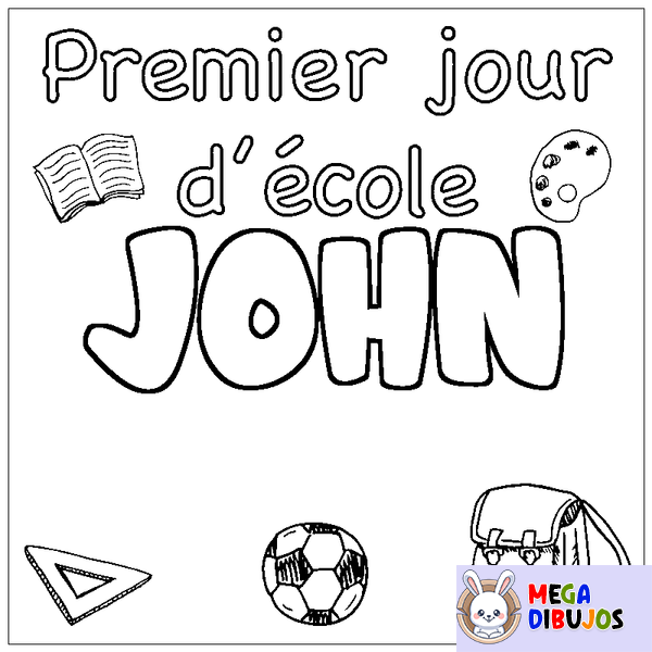 Coloraci&oacute;n del nombre JOHN - decorado primer d&iacute;a de escuela