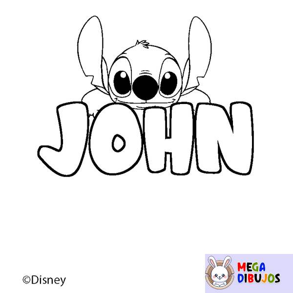 Coloraci&oacute;n del nombre JOHN - decorado Stitch