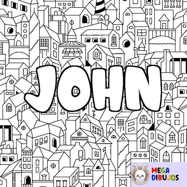 Coloraci&oacute;n del nombre JOHN - decorado ciudad