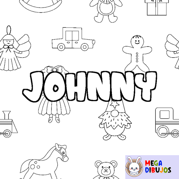 Coloraci&oacute;n del nombre JOHNNY - decorado juguetes