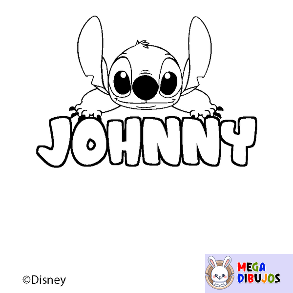 Coloraci&oacute;n del nombre JOHNNY - decorado Stitch