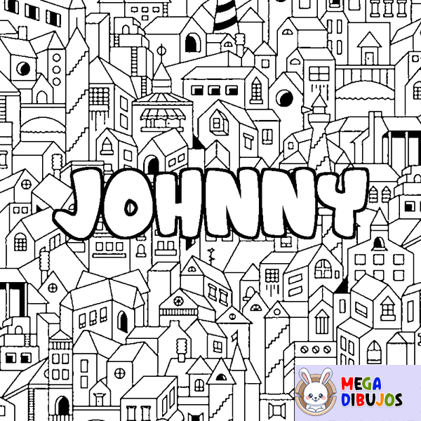 Coloraci&oacute;n del nombre JOHNNY - decorado ciudad