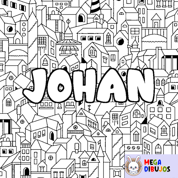 Coloraci&oacute;n del nombre JOHAN - decorado ciudad