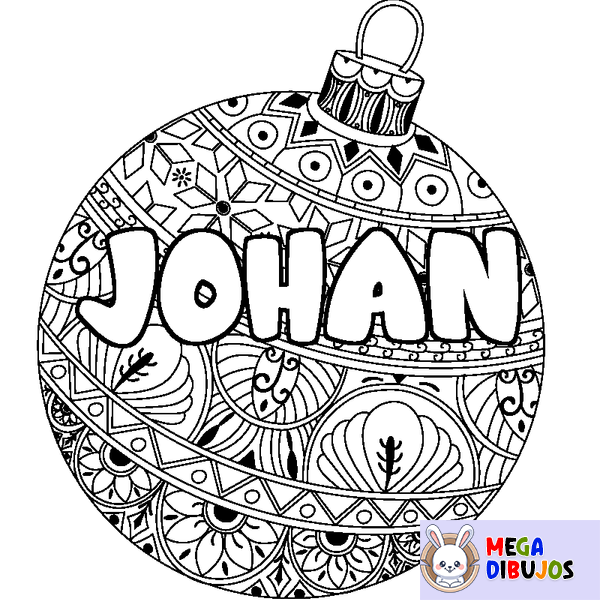 Coloraci&oacute;n del nombre JOHAN - decorado bola de Navidad