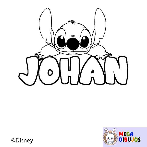 Coloraci&oacute;n del nombre JOHAN - decorado Stitch
