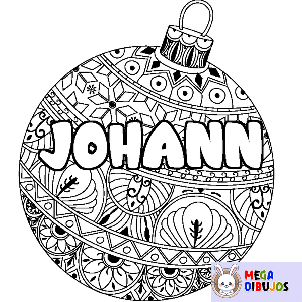Coloraci&oacute;n del nombre JOHANN - decorado bola de Navidad