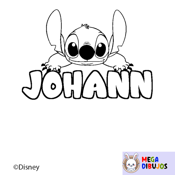 Coloraci&oacute;n del nombre JOHANN - decorado Stitch