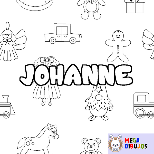 Coloraci&oacute;n del nombre JOHANNE - decorado juguetes