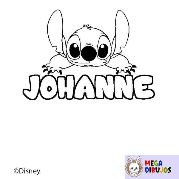 Coloraci&oacute;n del nombre JOHANNE - decorado Stitch