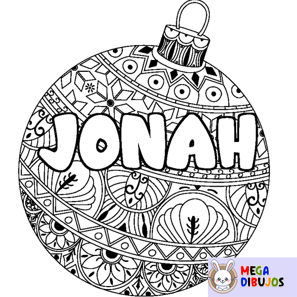 Coloraci&oacute;n del nombre JONAH - decorado bola de Navidad