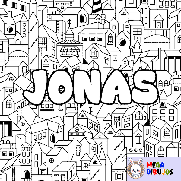 Coloraci&oacute;n del nombre JONAS - decorado ciudad