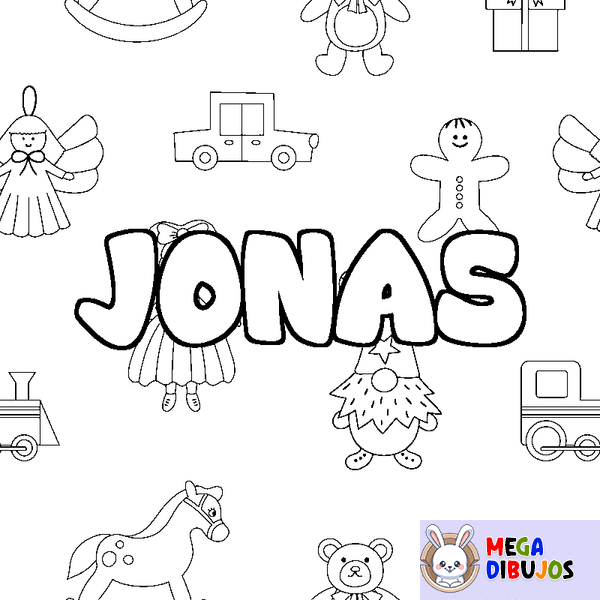 Coloraci&oacute;n del nombre JONAS - decorado juguetes