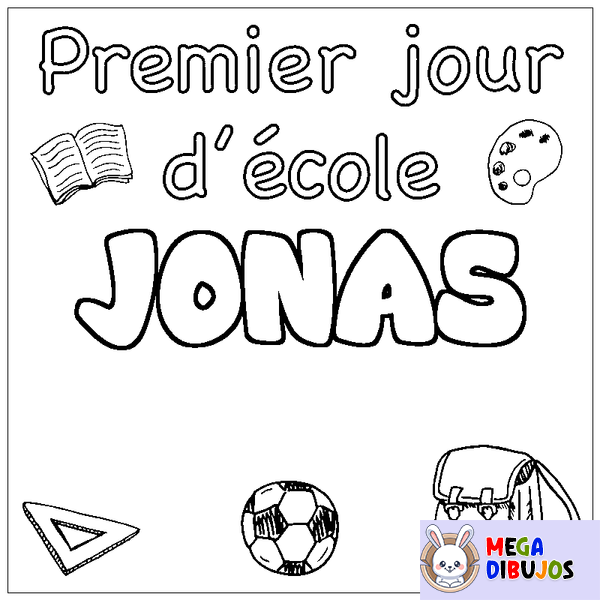 Coloraci&oacute;n del nombre JONAS - decorado primer d&iacute;a de escuela