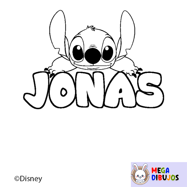 Coloraci&oacute;n del nombre JONAS - decorado Stitch