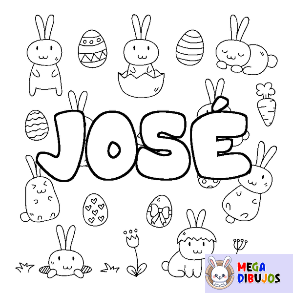 Coloraci&oacute;n del nombre JOS&Eacute; - decorado Pascua