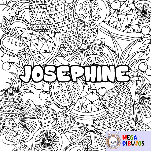 Coloraci&oacute;n del nombre JOSEPHINE - decorado mandala de frutas
