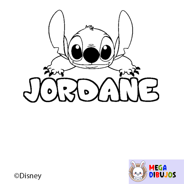 Coloraci&oacute;n del nombre JORDANE - decorado Stitch
