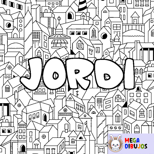 Coloraci&oacute;n del nombre JORDI - decorado ciudad