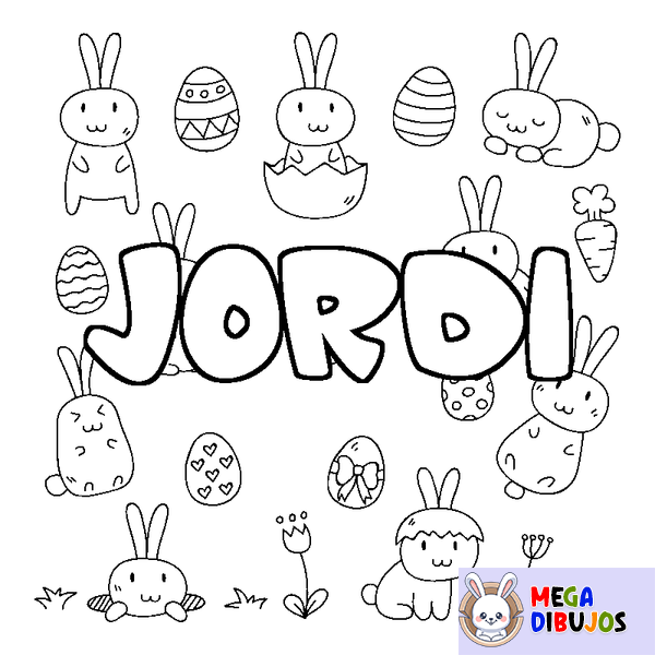 Coloraci&oacute;n del nombre JORDI - decorado Pascua