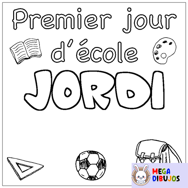 Coloraci&oacute;n del nombre JORDI - decorado primer d&iacute;a de escuela