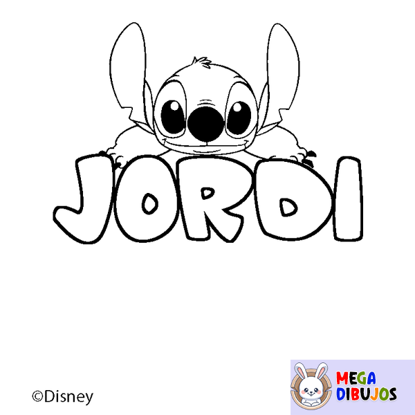 Coloraci&oacute;n del nombre JORDI - decorado Stitch
