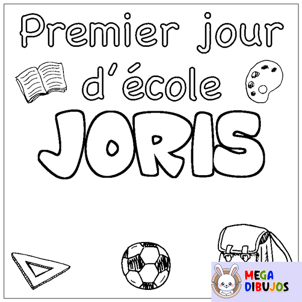 Coloraci&oacute;n del nombre JORIS - decorado primer d&iacute;a de escuela